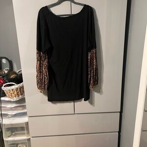 We The Free Black Top with Orange Patterned Lining